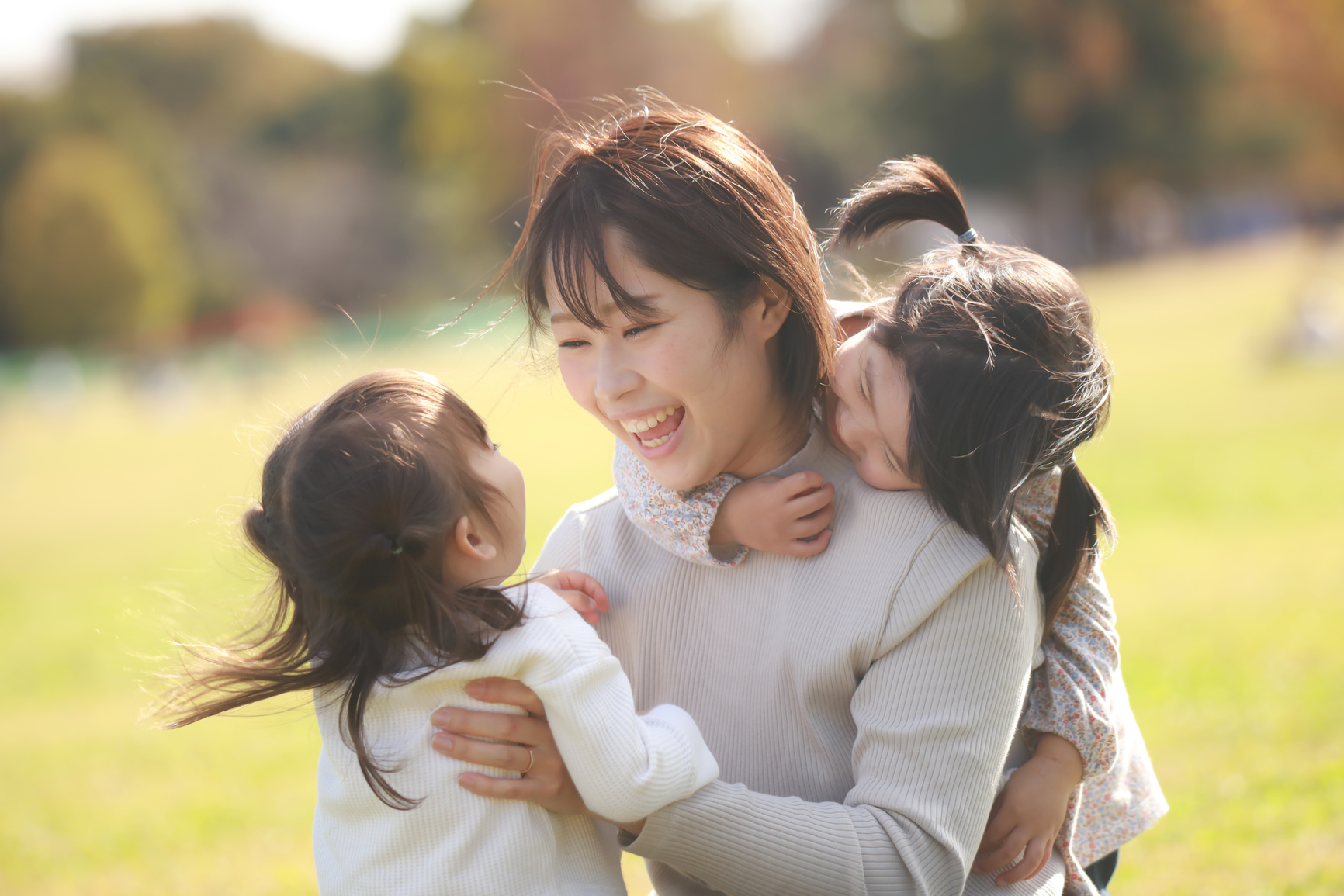 Smiley parent and child