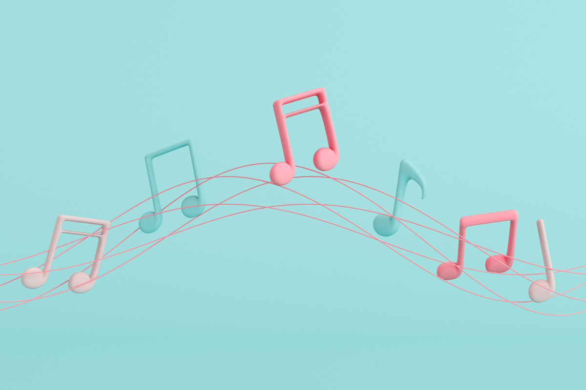 Music Notes Floating on Lines